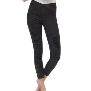 BEULAH Black Stretch Denim Moto Leggings Jeggings Skinny Zipper Ankle Sz M